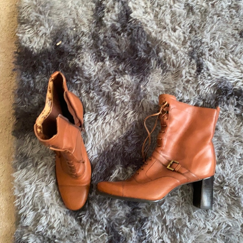 Brown lace up boots with heel